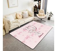 Homewish Tapis Salon 150x200cm Lettre Initiale P Bowknot Alphabet Rose,Tapis Sol Fleurs Arc,Tapis Chambre Love Hearts Kawaii,Décoration D'Intérieur Filles Enfants