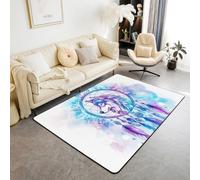 Homewish Tapis Salon 150x200cm Loup, Tapis Sol Attrape-Rêves Bohème, Tapis Chambre Attrape-Rêves Bohème, Décoration D'Intérieur Imprimé d'animaux Sauvages