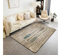 Homewish Tapis Salon 150x200cm Maison du Lac, Tapis Sol Camping Rustique, Tapis Chambre Style de Ferme en Bois, Décoration D'Intérieur Bateau À Paddle Vintage,Décor de La Vie du Lac