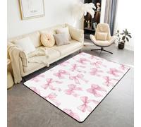 Homewish Tapis Salon 150x200cm Mignon Arc Rose,Tapis Sol Coquette de Rêve Bowknot,Tapis Chambre Style Princesse Fille,Décoration D'Intérieur Enfants Filles Adolescent Mignon Kawaii Rose Arc