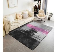 Homewish Tapis Salon 150x200cm Modern Art,Tapis Sol Rose Noir Abstract,Tapis Chambre Adults Adolescents Femmes Minimalists Fashion,Décoration D'Intérieur Géométrique Painting