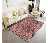 Homewish Tapis Salon 150x200cm Mur de Briques | Tapis Sol Antidérapant Décor Médiéval Mur de Pierre pour Chambre à Coucher Texteure Mur de Briques Rouilleique -