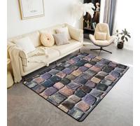 Homewish Tapis Salon 150x200cm Mur de Briques Vintage | Tapis Sol Antidérapant Briques de Pierre Rouilleiques pour Chambre à Coucher Mur de Pavés Le Campagne -