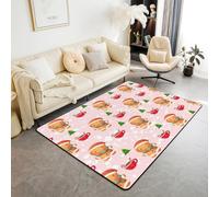 Homewish Tapis Salon 150x200cm Noël Rose, Tapis Sol Homme Mignon Pain D'Gingembre, Tapis Chambre Arbre de Noël d'hiver, Décoration D'Intérieur Joyeuxnoël