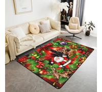 Homewish Tapis Salon 150x200cm Noël Rustique,Tapis Sol Cerf de Joyeuxnoël,Tapis Chambre Vacances du Nouvel an Vintage,Décoration D'Intérieur pour Enfants Garçons Filles Adultes Festival du Père Noël