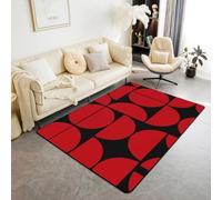 Homewish Tapis Salon 150x200cm Noir et Rouge, Tapis Sol Mi-Siècle, Tapis Chambre Géométrique Abstraite Moderne, Décoration D'Intérieur Garçons Filles Art Boho Rétro