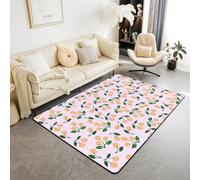 Homewish Tapis Salon 150x200cm Rose Orange Cheery,Tapis Sol Enfants Filles Adolescents Bohémien Polka Dot,Tapis Chambre Belle Cerise,Décoration D'Intérieur Style de Rêve Mignon