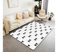 Homewish Tapis Salon 150x200cm Ruban À Nœud, Tapis Sol Simples, Tapis Chambre pour Garçons Filles Enfant Line Moderne Mignon Coquette Nœud, Décoration D'Intérieur Princesse Nœud en Couleur d'eau Noir
