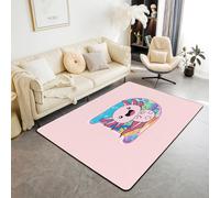 Homewish Tapis Salon 150x200cm Salamandre, Tapis Sol Lettre A-Z, Tapis Chambre Axolotl Rose Filles Alphabet Animal Mignon, Décoration D'Intérieur Marine D Kawaii Coral