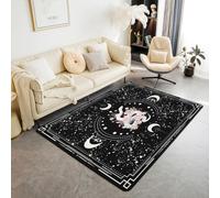 Homewish Tapis Salon 150x200cm Serpent Blanc,Tapis Sol Lune,Tapis Chambre Enfants Garçons Filles Planète Étoiles Galaxie Fleurs Motif,Décoration D'Intérieur Spot Mignon Animal Soleil Floral