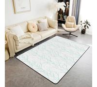 Homewish Tapis Salon 150x200cm Vert Gris Botanique,Tapis Sol Branche d'arbre À Motif,Tapis Chambre Ferme À Thème Printemps,Décoration D'Intérieur Mode Moderne