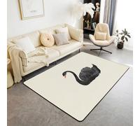 Homewish Tapis Salon 150x200cm Vintage Cygne,Tapis Sol Animal Classique,Tapis Chambre Cygne Noir Oiseaux d'eau Ferme,Décoration D'Intérieur Zwaan Animaux Sauvages Peinture À l'huile