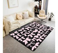 Homewish Tapis Salon Arcs Noirs Roses Tapis Chambre Kawaii Bow Tie Tapis Sol 100x150 Enfants Adolescents Adultes Princesse Bowknot Tapis de Salon Nœud d'arc Rêveux Décor de Chambre Salon Porte