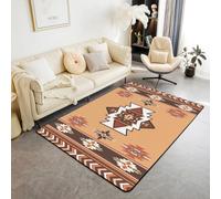 Homewish Tapis Salon Aztec Tapis Chambre 150x200 Orange Tribal Tapis Sol Adolescents Adulte Vintage Sud-Ouest Style Tapis de Salon Géométrique Ethnique