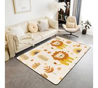Homewish Tapis Salon Biologique Enfants Lion Tapis Chambre 100x150 Dessin Animé Animal Imprimé Tapis Sol pour Les Filles Garçons Mignon Floral Arc-en-Ciel Tapis de Salon Animaux Sauvages Safari Décor
