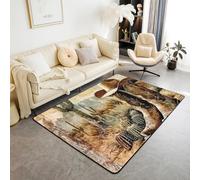 Homewish Tapis Salon Bottes de Cowboy Tapis Chambre 100x150 pour Les Enfants Garçons Occidentaux Tapis Sol Cactus du Désert du Pays Américain Wild West Retro Rustique Cabine Botanique Tapis de Salon