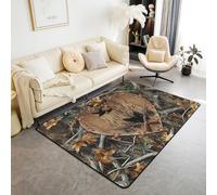 Homewish Tapis Salon Camo Mallard Tapis Chambre 150x200 pour Les Enfants Garçons Filles Chasse Tapis Sol Ferme Faune Rustique Feuilles Arbre Pistolet Modèle Cabine Canard Sauvage Tapis de Salon