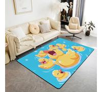 Homewish Tapis Salon Canard en Caoutchouc Tapis Chambre Canards Drôles Jaunes Tapis Sol 150x200 pour Enfants Adolescents Adultes Lac Vie Tapis de Salon Ferme Rustique Chambre Salon Décor