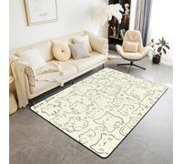 Homewish Tapis Salon Chat Tapis Chambre 150x200 Kawaii Dessin Animé Tapis Sol Enfants Garçons Bâton Figure Filles Cœur Joli Jaune Vert Tapis de Salon pour Salon,Chambre,Porte,Buanderie