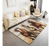 Homewish Tapis Salon Cheval Tapis Chambre 150x200 pour Les Enfants Garçons Western Cowboy Horse Tapis Sol 3D Imprimé Faune Sauvage Wild West Country Cabin Désert Tapis de Salon