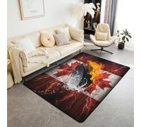 Homewish Tapis Salon Hockey sur Glace Tapis Chambre 150x200 pour Les Enfants Adolescents Adultes Hockey Brûlant Tapis Sol Sports d'hiver Tapis de Salon Drapeau Canadien Décor de Chambre Salon