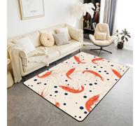 Homewish Tapis Salon Homard Enfants Tapis Chambre 100x150 Enfants Adolescents Adultes Océan Côtier Tapis Sol Homard Rouge Tapis de Salon Faune Marine Sauvage pour Chambre Salon
