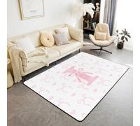 Homewish Tapis Salon Kawaii Initial I Lettre Tapis Chambre 100x150 Dreamy Bowknot Princesse Style Tapis Sol Filles Femmes Dessin Dessiné en Forme de Cœur Tapis de Salon Monogrammé Personnalisé