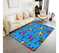 Homewish Tapis Salon Moto Tapis Chambre 100x150 Motocross Rider Tapis Sol Enfants Adolescents Adultes Étoilé Vélo de Saleté Vert Jaune Bleu Tapis de Salon pour Salon,Chambre,Porte,Buanderie