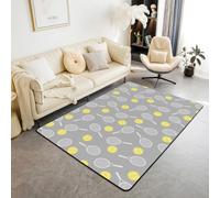 Homewish Tapis Salon Sports de Tennis Tapis Chambre 100x150 Jeux de Boules Grises Tapis Sol Garçons Filles Tennis Lover Enfants Racket Tapis de Salon pour Chambre Salon Activité de Dessin Animé