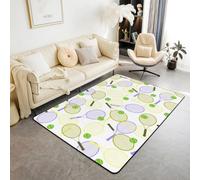 Homewish Tapis Salon Tennis de Dessins Animés Tapis Chambre 150x200 Boule Violette Jaune Tapis Sol Amateur de Tennis Enfants Sports Tapis de Salon pour la Raquette D'Activité de la Chambre Salon
