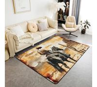 Homewish Tapis Salon Western Cowboy Tapis Chambre 150x200 pour Les Enfants Garçons Vintage Wild West Tapis Sol Américain Désert Rustique Autochtone Botanique de Campagne Lodge Cactus Tapis de Salon