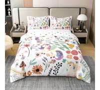 Homewish Unicorn Coton Housse de Couette pour Les Filles,Cartoon Wonder Animaux Housse de Confort,Ensemble de Literie Arc - en - Ciel pour Enfants,Housse de Couette Végétale Le 140x200