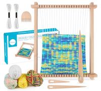 Homewit Métier à tisser pour enfants - Grand format 24 x 28 cm et version mise à jour - En bois - Avec quatre couleurs dégradées de laine
