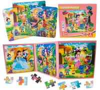 Homewit Puzzle magnétique pour enfants à partir de 3 ans, livre de puzzle magnétique pour enfants, 25-30-42 pièces, sur le thème des contes de fées, jeu magnétique, occupation en avion, jeux de voyage