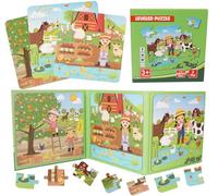 Homewit Puzzles magnétiques 3 en 1, jeu magnétique livre à partir de 2 pour enfants, 20-25-30 pièces, puzzle pour enfants sur le thème du monde sous-marin, occupation en avion pour tout-petits
