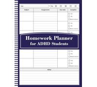 Homework Planner for ADHD Students: Daily and Weekly Undated Assignment Tracker with Due Dates, Completion Checklists, and Notes for Students