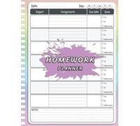 Homework Planner for Students: Daily Assignment Tracker with Subject, Due Date, Completion Status & Notes | Simple Schoolwork Organizer for Kids, Teens & Students
