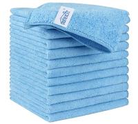 HOMEXCEL Chiffon de nettoyage en microfibre bleu, lot de 12 chiffons en microfibre de qualité supérieure pour voitures, sans peluches, anti-rayures, très absorbants, chiffons de nettoyage