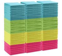 HOMEXCEL Chiffon de nettoyage en microfibre, lot de 150 chiffons de nettoyage, serviettes de nettoyage avec assortiment de 4 couleurs, 29,2 x 29,2 cm (vert/bleu/jaune/rose)
