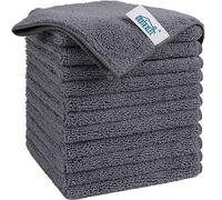HOMEXCEL Chiffons de Nettoyage en Microfibres Gris, 12 pièces, Serviettes en Microfibres pour l'automobile, Non pelucheuses et absorbantes, adaptées à la Voiture, à la Maison et à la Cuisine