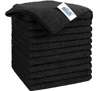 HOMEXCEL Chiffons de Nettoyage en Microfibres Noirs, 12 pièces, Serviettes en Microfibres pour l'automobile, Non pelucheuses et absorbantes, adaptées à la Voiture, à la Maison et à la Cuisine