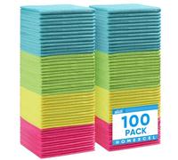 HOMEXCEL Chiffons en Microfibre 100 pièces, Chiffon de Nettoyage de vitres et Vaisselle 30,5 x 30,5 cm