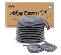 HOMEXCEL Lingettes démaquillantes réutilisables, lavables et ultra-douces en microfibre pour tous les types de peau - Lingettes démaquillantes en gris (12,7 x 12,7 cm, paquet de 12)