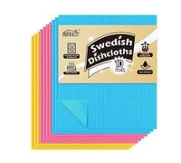 HOMEXCEL Lot de 10 torchons suédois pour cuisine, comptoirs et vaisselle, serviettes en papier réutilisables et absorbantes, 3 couleurs assorties