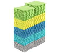 HOMEXCEL Lot de 100 chiffons de nettoyage en microfibre très absorbants, non pelucheux et anti-rayures pour maison, cuisine et voiture, serviettes en microfibre multicolores pour voiture, 29,2 x 29,2
