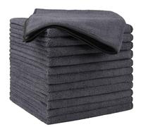 HOMEXCEL Lot de 12 chiffons de nettoyage en microfibre de qualité supérieure de 40,6 x 40,6 cm pour voitures, ultra absorbants, sans traces pour voiture, cuisine et fenêtre, gris