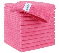 HOMEXCEL Lot de 12 chiffons de nettoyage en microfibre rose de qualité supérieure pour voitures, non pelucheux, anti-rayures, très absorbants, réutilisables pour voiture, maison, cuisine, 29 x 29 cm