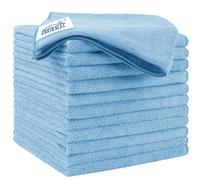 HOMEXCEL Lot de 12 chiffons de nettoyage en microfibre ultra absorbants, non pelucheux et sans traces pour voiture, cuisine et fenêtres - Bleu - 31,8 x 31,8 cm