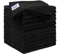 HOMEXCEL Lot de 12 Chiffons en Microfibre,Torchons Lavette Microfibre Ménage,Ultra-Doux, Haute Absorption, Idéal pour Cuisine, Voiture, vitres et Toute la Maison 32 x 32 CM, Noir