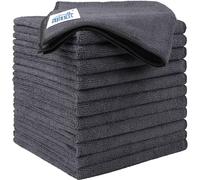 HOMEXCEL Lot de 12 Chiffons en Microfibre,Torchons Lavette Microfibre Ménage,Ultra-Doux, Haute Absorption, Idéal pour Cuisine, Voiture, vitres et Toute la Maison 32 x 32 CM, Gris